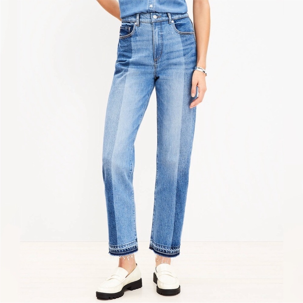 LOFT Two-Tone Blue The Straight Leg Jeans